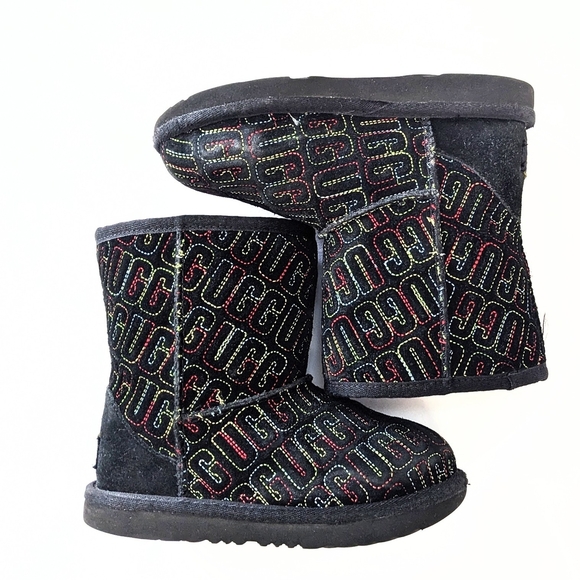 Kids UGGs Black and Multicolor Logo Boots - Picture 10 of 10